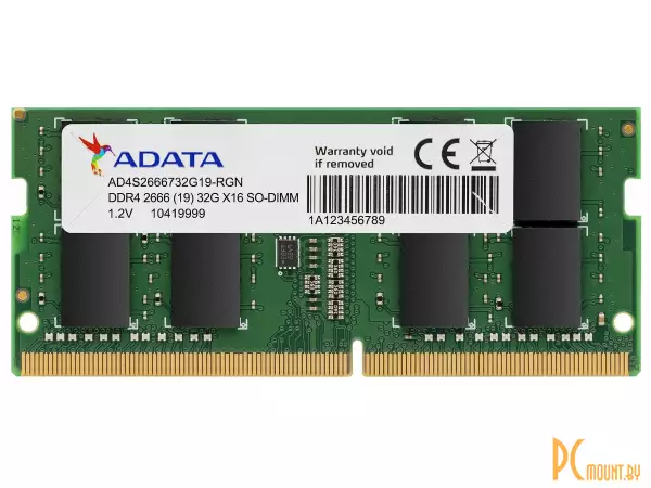Память для ноутбука SODDR4, 32GB, PC21300 (2666MHz), A-Data  AD4S2666732G19-SGN