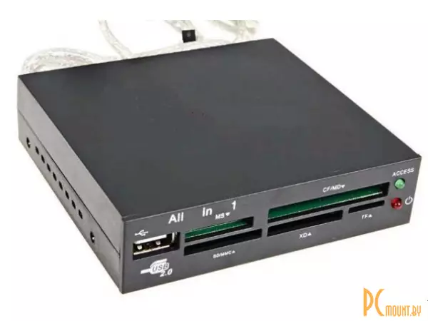 Card reader, internal(внутренний ), Gembird FDI2-ALLIN1-AB, 3.5", USB2.0, CF/MD/SM/MMC/RSMMC/SD/xD/MS(/Pro/Duo) +1portUSB